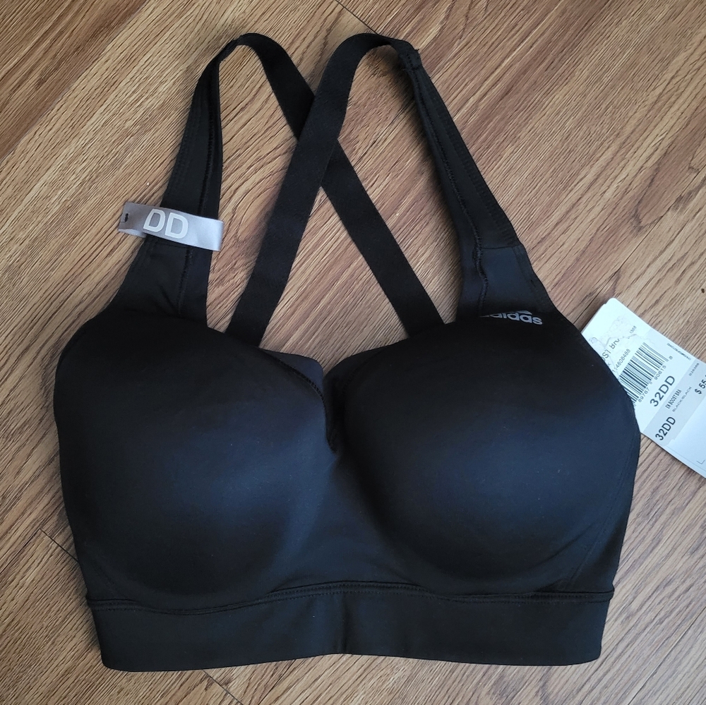GOIN 2 MKT SOON NWT All black Adidas 32dd Boost Energy bra sport support